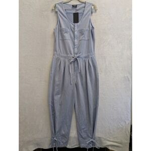Fate Jumpsuit Womens‎ Medium Blue Sleeveless Drawstring Tie Leg NWT Size L